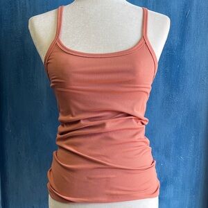 No Boundaries Rusty Orange Ribbed Spaghetti Strap Tank Top